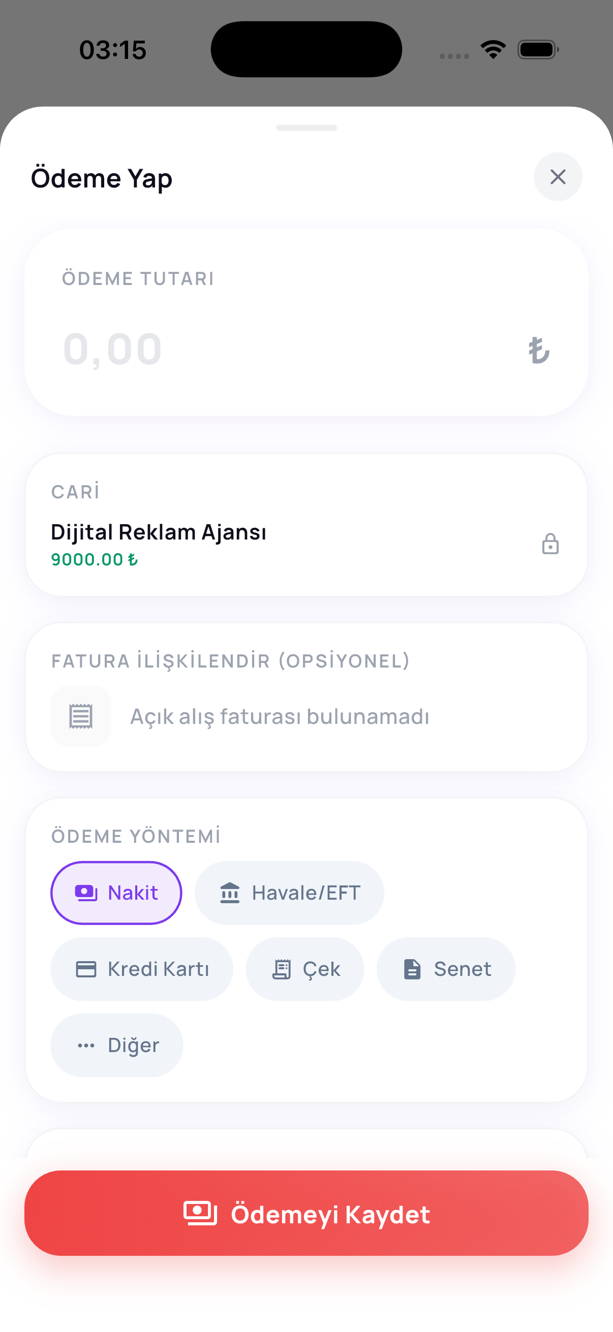 Ödeme Yap ekranı